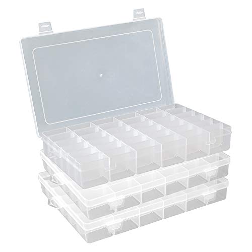 3 Pack Plastic Organizer 36 Compartments Container Box Storage Box