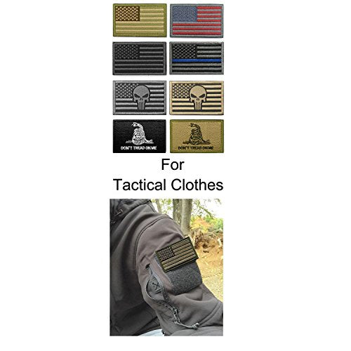 8 Pieces Tactical American Flag Military Patch Set Velcro Patches