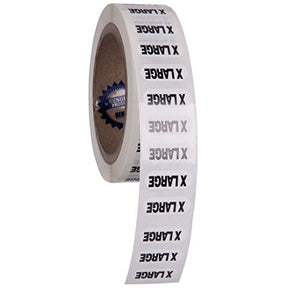 Extra Large Clothing Size Strip Labels 250 Strips Per Roll Clothing Stickers