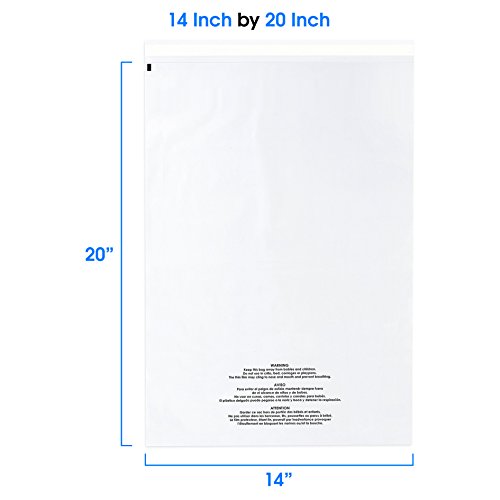 14x20 200 Count Clear Poly Bags T Shirt Plastic Bags