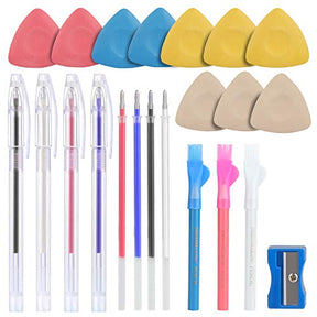 4 Pcs Fabric Marking Pens With 4 Refills 10 Tailor’s Chalk & 3 Sewing Fabric Pencils