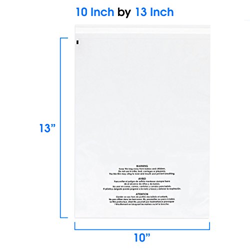 10x13 200 Count Clear Poly Bags T Shirt Plastic Bags Cellophane Bags