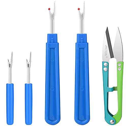 Blue 2 Big And 2 Small Seam Thread Remover Kit With 1 Thread Nipper Tool Zipper Bag
