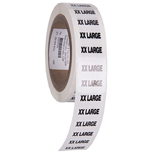 Xxl Clothing Size Strip Labels 250 Strips Per Roll Size Tags For Clothing