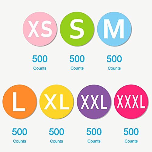7 Sizes 3500 Pack Clothing Size Stickers Size Tags For Clothing