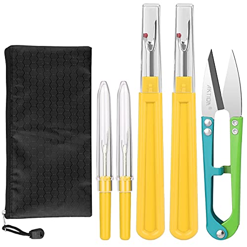 Yellow 2 Big And 2 Small Thread Remover Kit With 1 Thread Nipper Zipper Bag