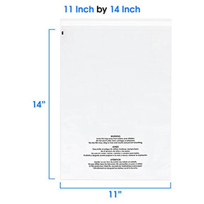 11x14 200 Count Clear Poly Bags T Shirt Plastic Bags Cellophane Bags