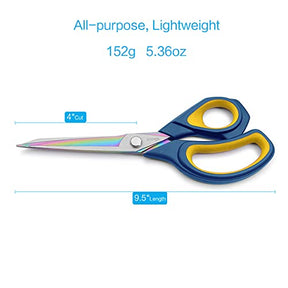9.5 Inches Blue/Yellow Fabric Scissors All-Purpose Stainless Steel Scissors