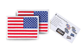 White Border Reverse USA Flag Embroidered Patch Iron On Sew On Patch