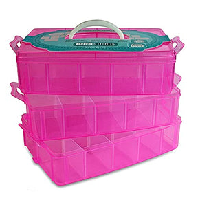 Pink Storage Container With 30 Adjustable Compartments Craft Organizers