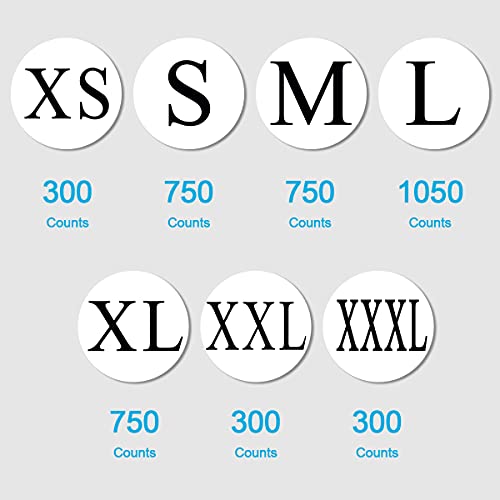 All 7 Sizes Pack Of 4200 Clothing Size Stickers Sizing Stickers With Zipper Bag