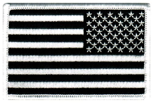 Black & White Reverse USA Flag Embroidered Patch America Iron On Military