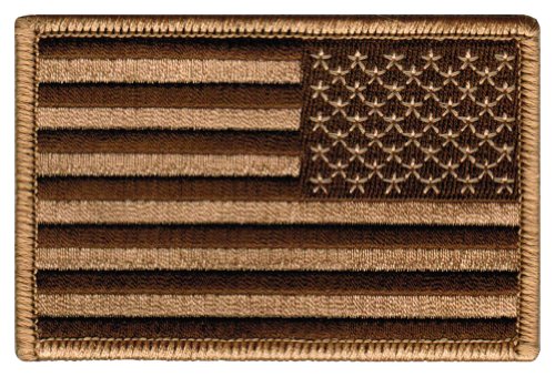 Camo Tan Reverse American Flag Embroidered Patch United States Military