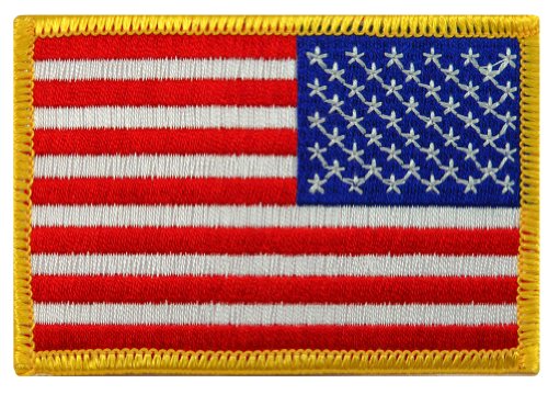 Reverse Gold Border Iron On USA Flag Embroidered Patch America Patch