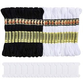 24 Skeins Black And White Embroidery Cross Stitch Threads Embroidery Floss