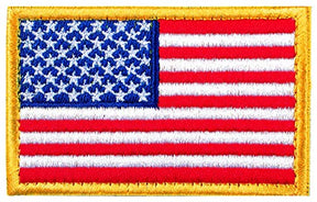 Gold Border Tactical Patches USA Flag With Hook And Loop For Military Uniform