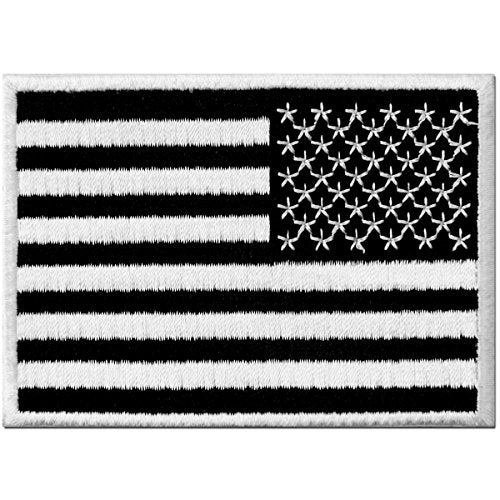 White & Black USA Flag Patch Embroidered Tactical Iron On Patch