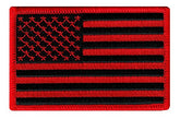 Red Black USA Flag Embroidered Patch United States Iron On Military