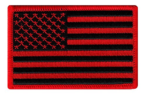 Red Black USA Flag Embroidered Patch United States Iron On Military