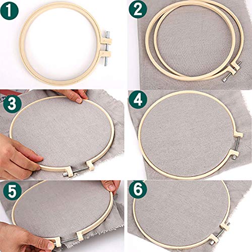 6 Pieces Embroidery Hoops Bamboo Circle Cross Stitch Hoops