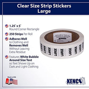 Large Clothing Size Strip Labels 250 Strips Per Roll Sizing Stickers