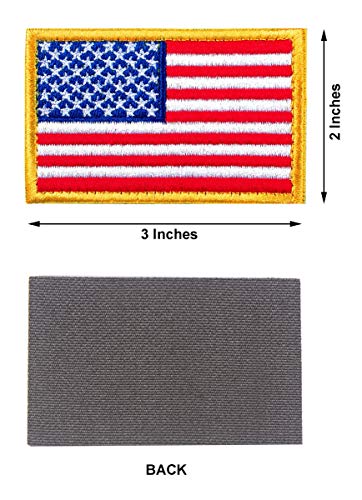 Gold Border Tactical Patches USA Flag With Hook And Loop For Military Uniform