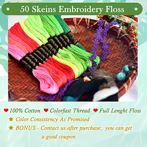 50 Skeins Pack Embroidery Floss Cross Stitch Threads Crafts Floss