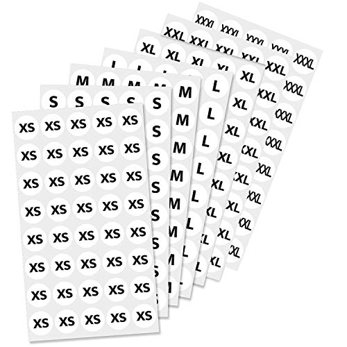 All 7 Sizes Pack of 2400 Clothing Size Stickers With Zipper Bag