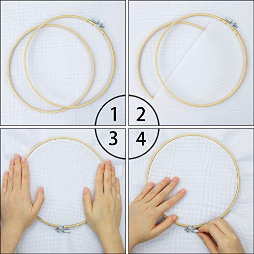 12 Pieces 6 Inch Bamboo Circle Hoops Rings For Embroidery And Cross Stitch