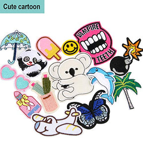 60 Pcs Random Assorted Styles Embroidered Iron On Applique Patches