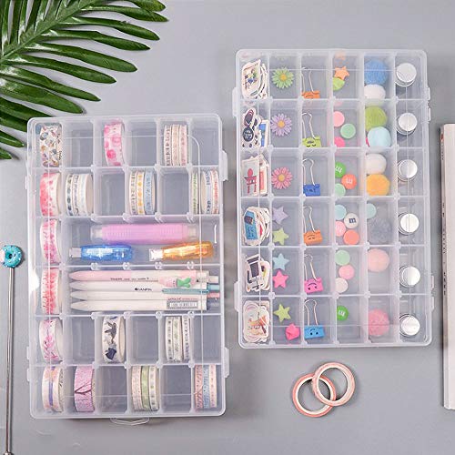 2 Pack 36 Grids Plastic Organizer Box Storage Container Adjustable Dividers