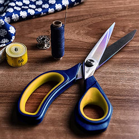 8.5 Inches Navy Blue/Yellow Fabric Scissors All-Purpose Stainless Steel Scissors