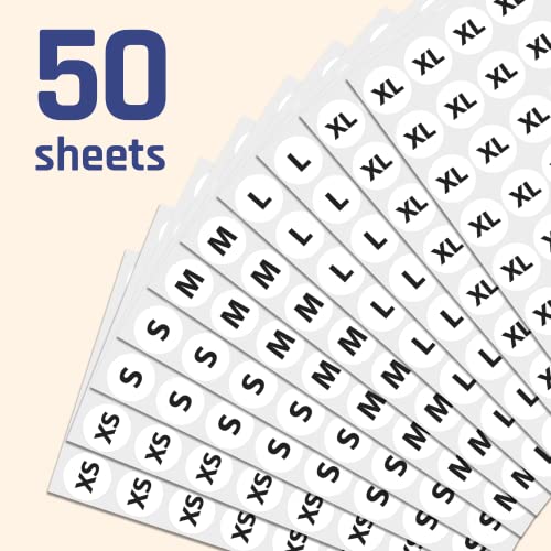 5 Sizes Pack Of 2000 Size Stickers For Clothing, Size Tags For Clothing