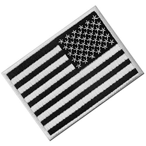 White & Black USA Flag Patch Embroidered Tactical Iron On Patch