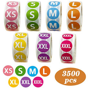 3500 Pcs 5 Size  Clothing Stickers Adhesive Size Stickers For Clothing