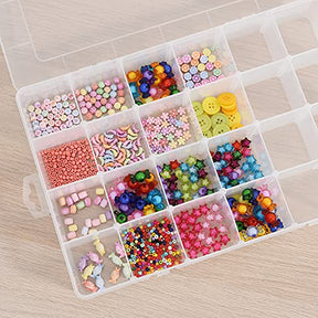 2 Pack 24 Grids Plastic Organizer Box Craft Containers With Adjustable Dividers