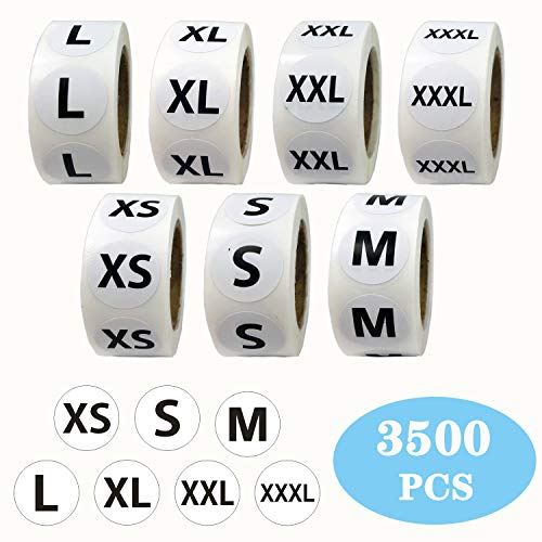 7 Sizes 3500 Pcs Clothing Size Stickers Labels Size Stickers For Clothing