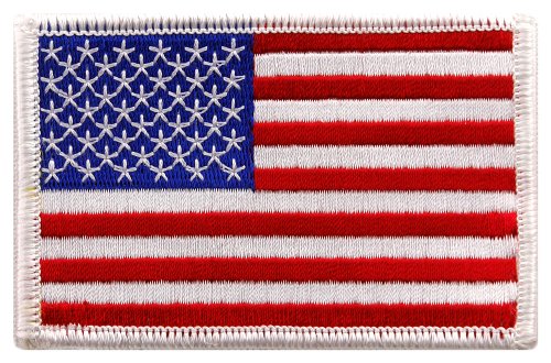 White Border American Flag Embroidered Patch United States Iron On