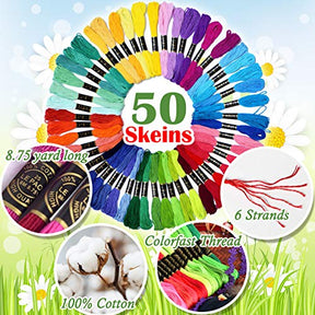 50 Skeins Pack Embroidery Floss Cross Stitch Threads Crafts Floss