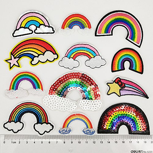 12 Pcs Rainbow Embroidered Patch For Kid's Iron On Patch Applique