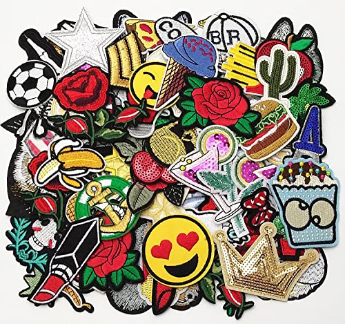 50 Pcs Random Assorted Styles Embroidered Patch Iron On Patch Applique Clothes