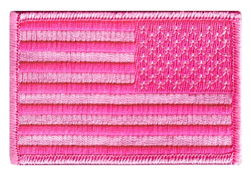 Pink Reverse USA Flag Embroidered Patch America Iron On Patch