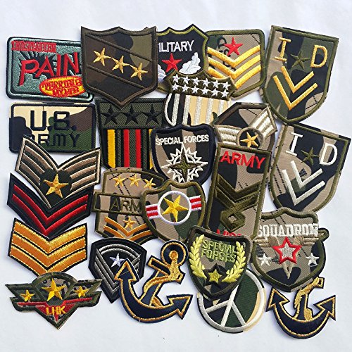 24 Pcs Soldier Badges Embroidered Patch Sew On Patch Applique Clothes