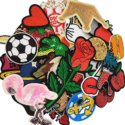 50 Pcs Random Assorted Styles Embroidered Patch Iron On Patch Applique Clothes