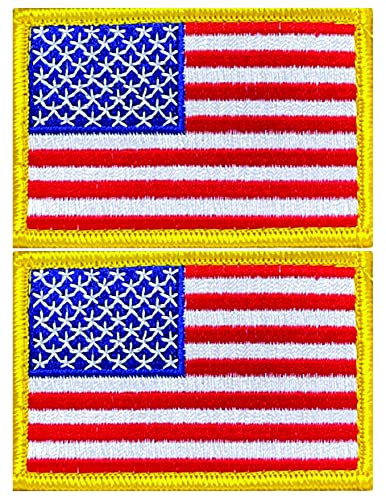 2 Pack Tactical USA Flag Embroidered Patch With Hook And Loop Backing