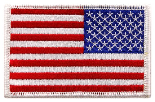 Reverse USA Flag Embroidered Patch White Border Iron On Patches