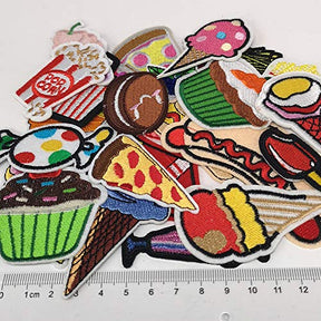 24 Pcs Random Cake Bread Fries Embroidered Appliques Patches