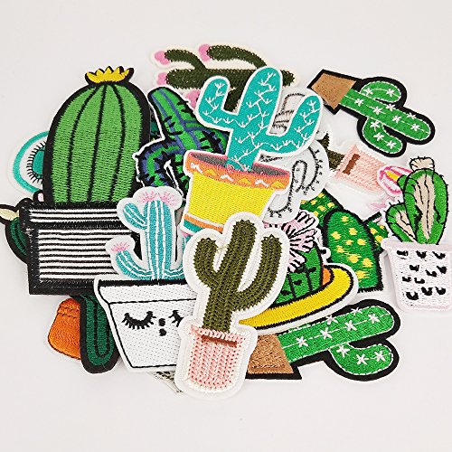 15 Pcs Kid Embroidered Patches Cactus Iron On Applique Patches